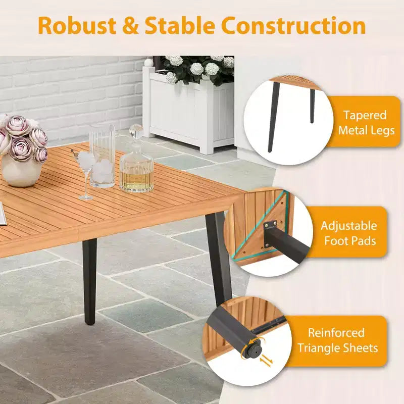 Conjunto de mesa de comedor de patio Costway de 7 piezas, con tablero, orificio para sombrilla de 1.97, cojín extraíble, natural + marrón combinado + negro