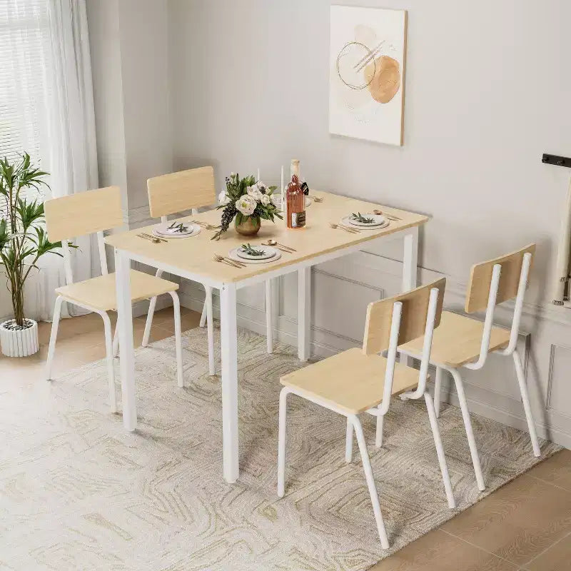 Set da pranzo per 4 persone, tavolo da cucina e sedie in 5 pezzi, set da pranzo rettangolare con 4 sedie, set da cucina salvaspazio