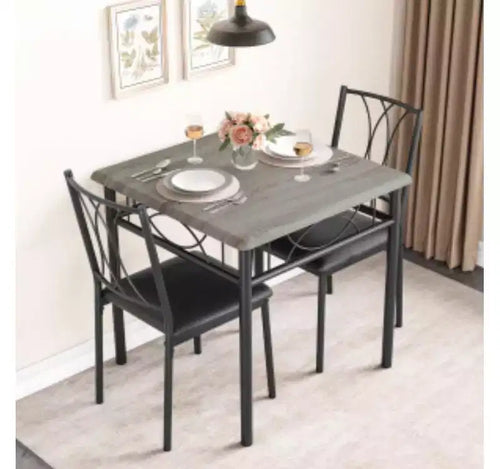 1 Table & 2 Chairs MDF & Iron Double C-Shaped Dining Set