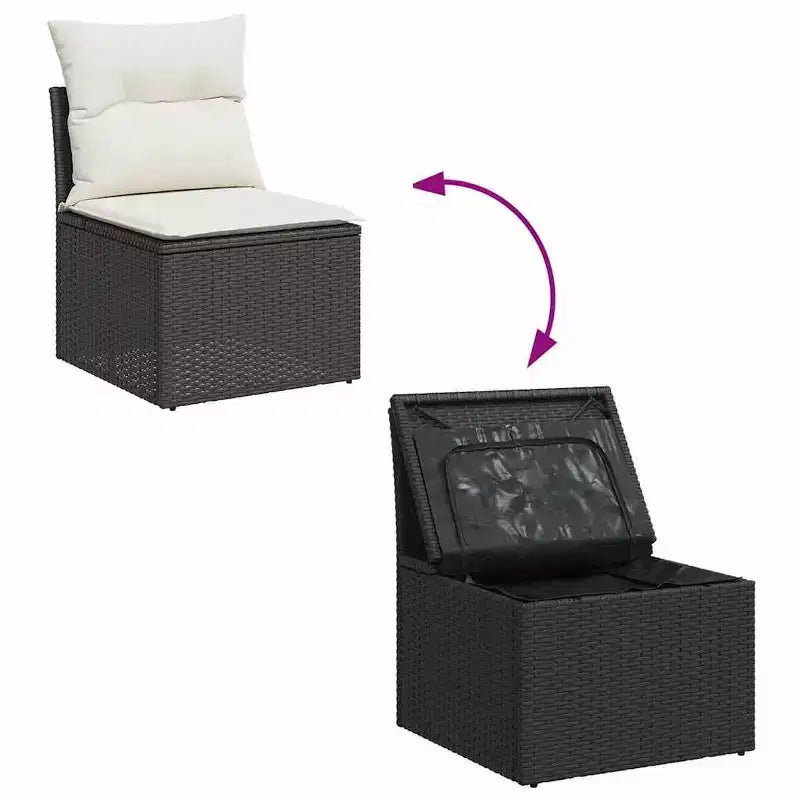 vidaXL Garden Sofa Set Light grey PE Rattan Adjustable Feet