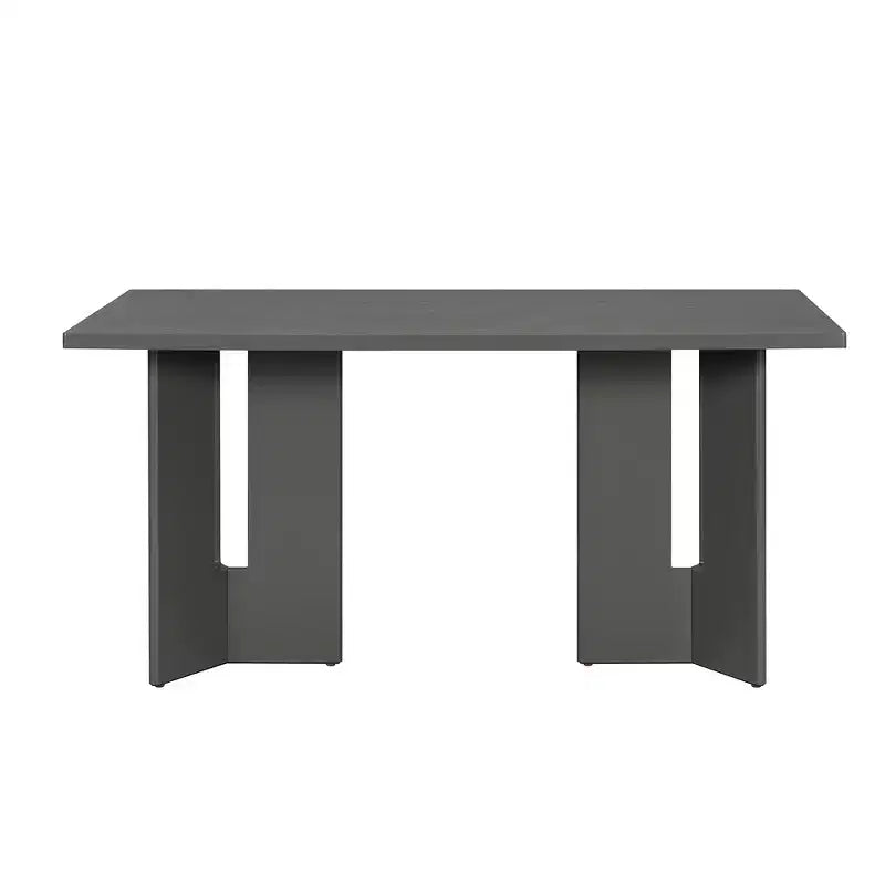Whisen Farmhouse Wood Dining Table Set for 6 with 6 Upholstered Chairs, 60 Rectangular Dining Table with Cutout Table Legs