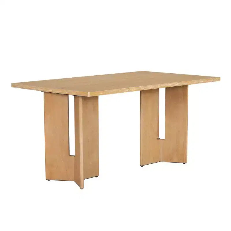 Whisen Farmhouse Wood Dining Table Set for 6 with 6 Upholstered Chairs, 60 Rectangular Dining Table with Cutout Table Legs