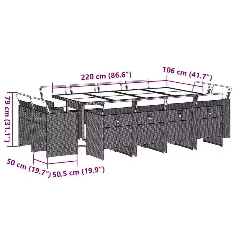 vidaXL Patio Dining Set Set of 12 ,
