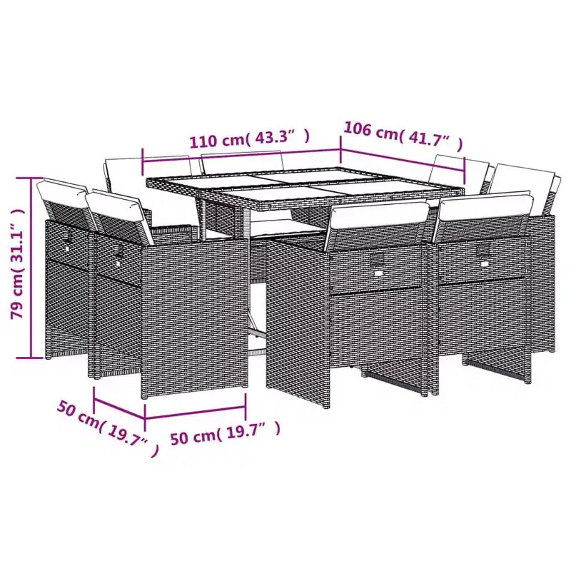vidaXL Patio Dining Set Set of 12 ,