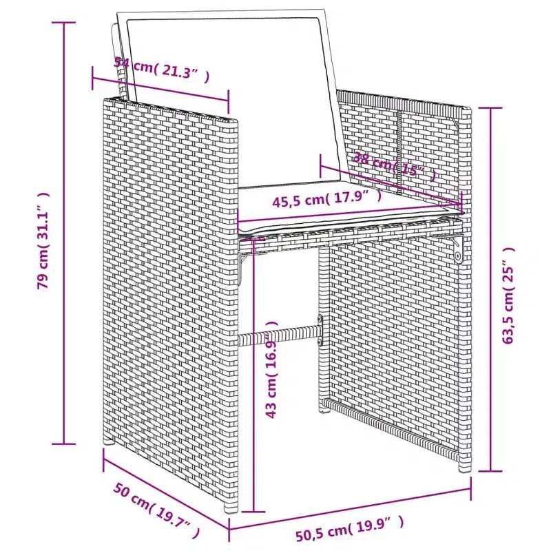 vidaXL eetkamerset voor de patio, set van 10 van PE-rattan, 11-delig, inklapbaar