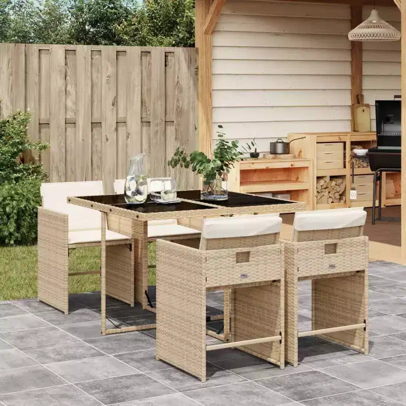 vidaXL eetkamerset voor de patio, set van 10 van PE-rattan, 11-delig, inklapbaar