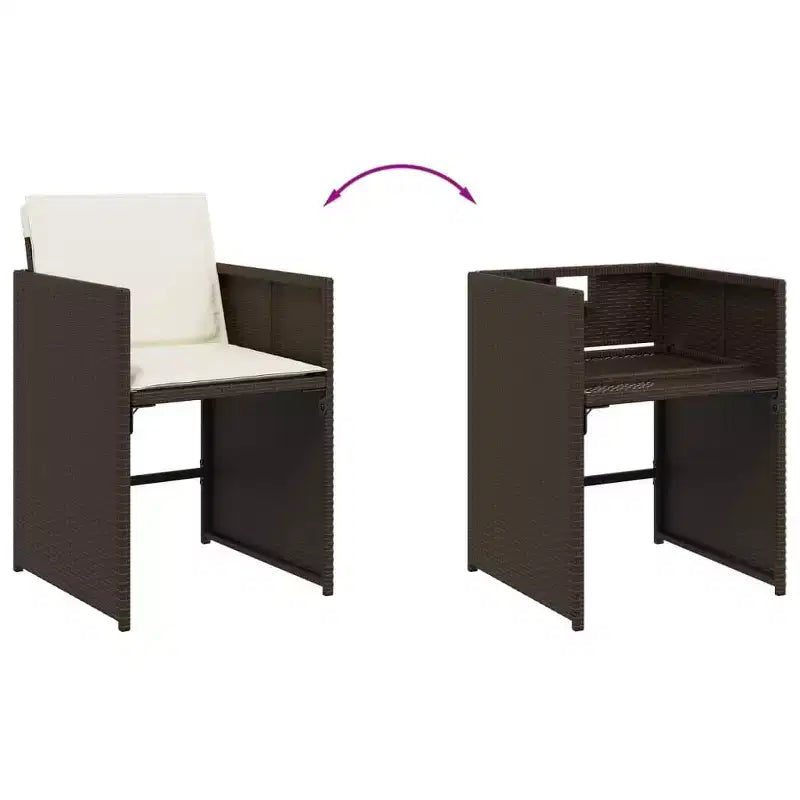 vidaXL eetkamerset voor de patio, set van 10 van PE-rattan, 11-delig, inklapbaar