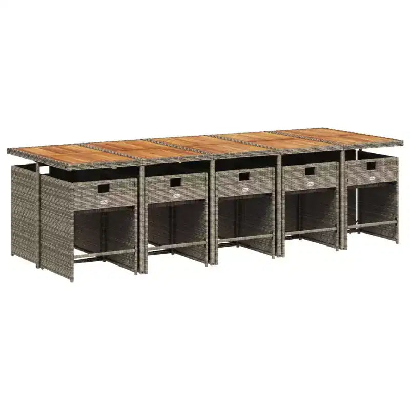 vidaXL eetkamerset voor de patio, set van 10 van PE-rattan, 11-delig, inklapbaar