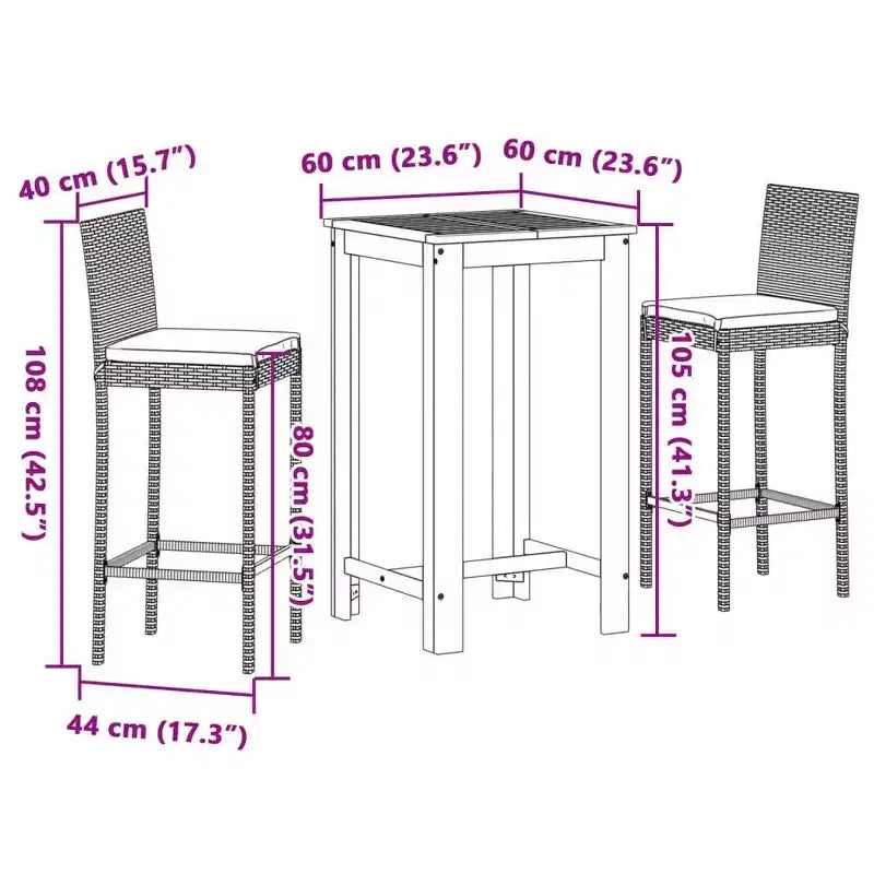 vidaXL Outdoor Bar Table and Stools Set and Options