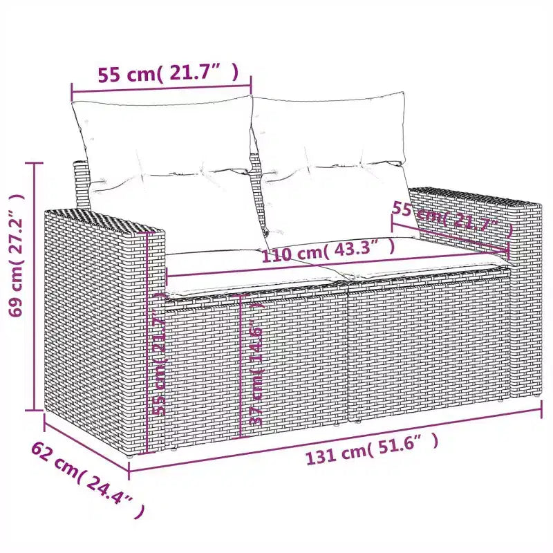 vidaXL Garden Sofa Set and PE rattan Large Modular