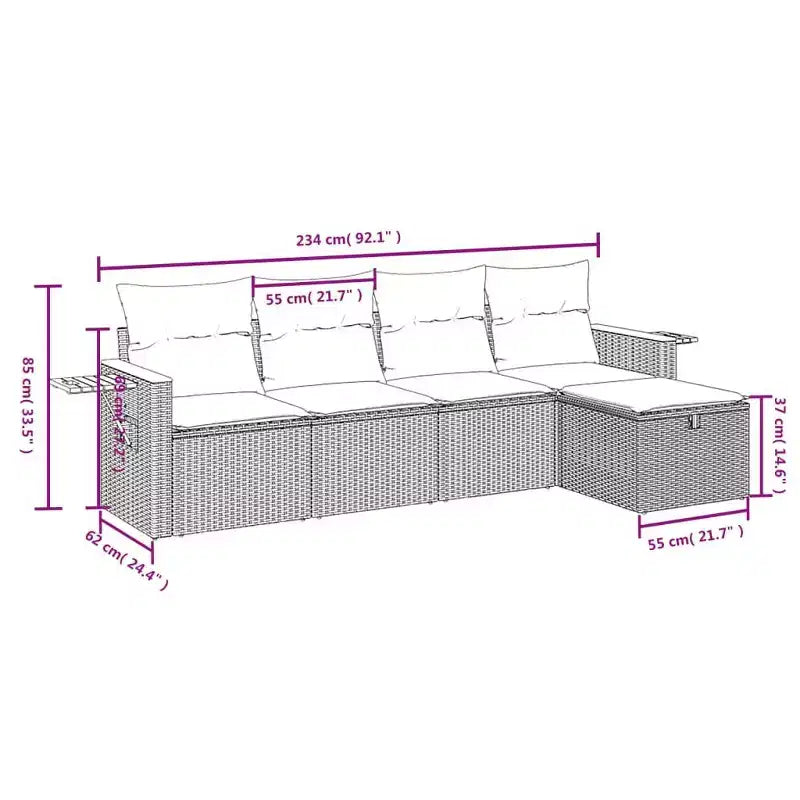 vidaXL Modular Garden Sofa Set with Cushions in Different Colors