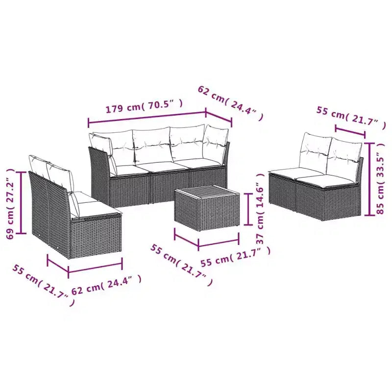 vidaXL Garden Sofa Set and PE Rattan Modular