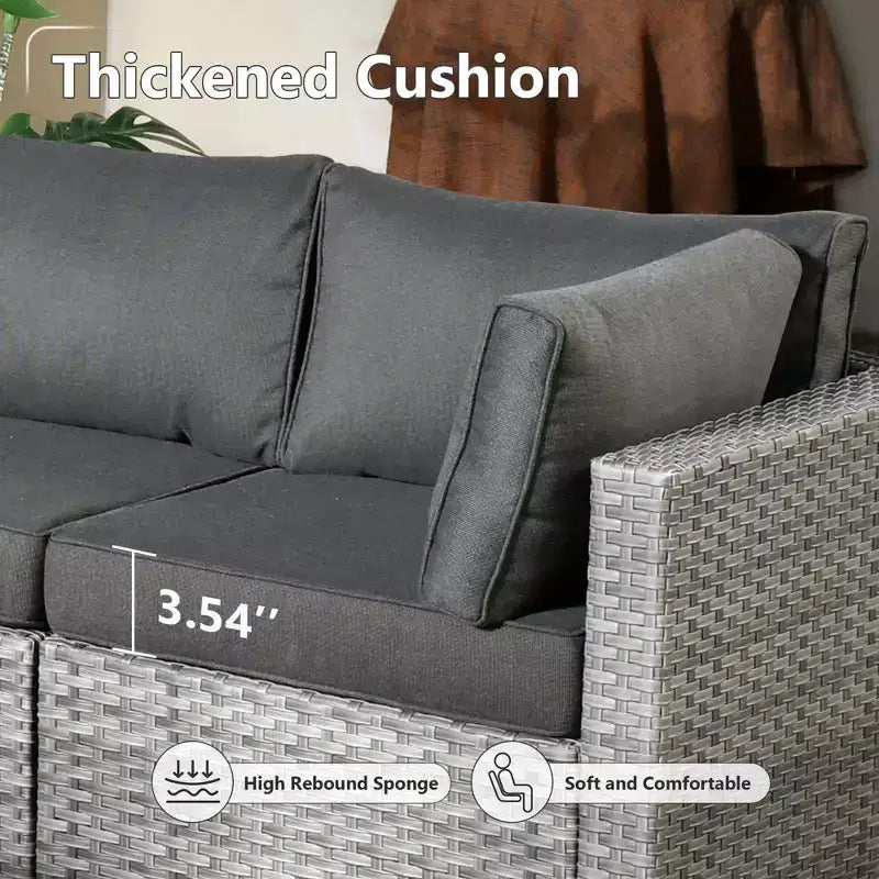 HOMLUX 7 PCS Patio Seating Conversation Sets Outdoor Modular Sectional Sofa Set for Deck Yard Balcony Poolside