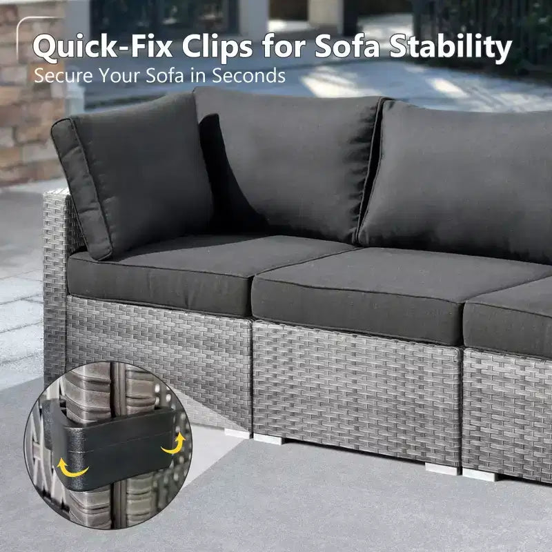 HOMLUX 7 PCS Patio Seating Conversation Sets Outdoor Modular Sectional Sofa Set for Deck Yard Balcony Poolside