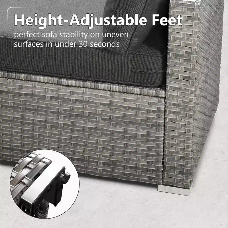 HOMLUX 7 PCS Patio Seating Conversation Sets Outdoor Modular Sectional Sofa Set for Deck Yard Balcony Poolside