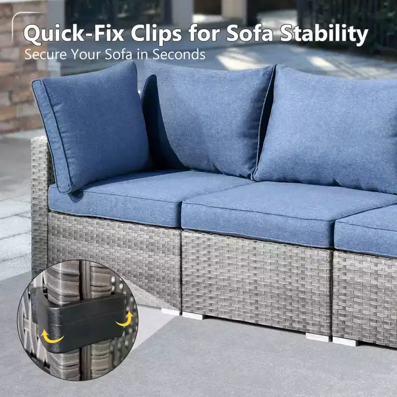 HOMLUX 7 PCS Patio Seating Conversation Sets Outdoor Modular Sectional Sofa Set for Deck Yard Balcony Poolside