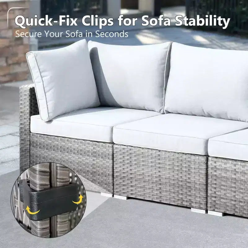 HOMLUX 7 PCS Patio Seating Conversation Sets Outdoor Modular Sectional Sofa Set for Deck Yard Balcony Poolside