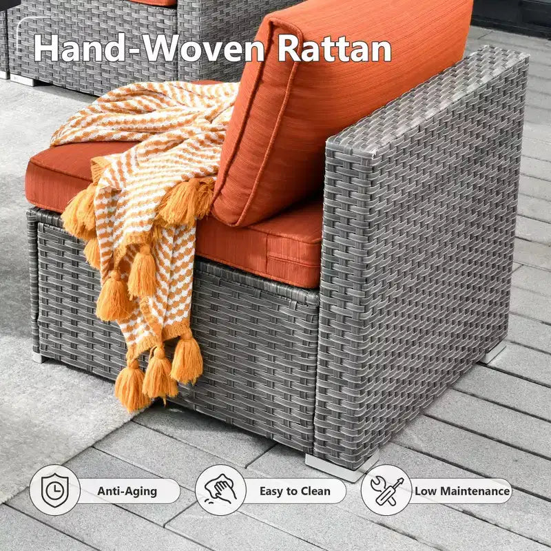 HOMLUX 7 PCS Patio Seating Conversation Sets Outdoor Modular Sectional Sofa Set for Deck Yard Balcony Poolside