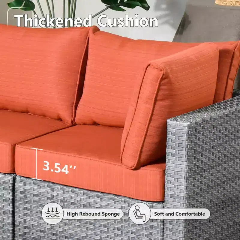 HOMLUX 7 PCS Patio Seating Conversation Sets Outdoor Modular Sectional Sofa Set for Deck Yard Balcony Poolside
