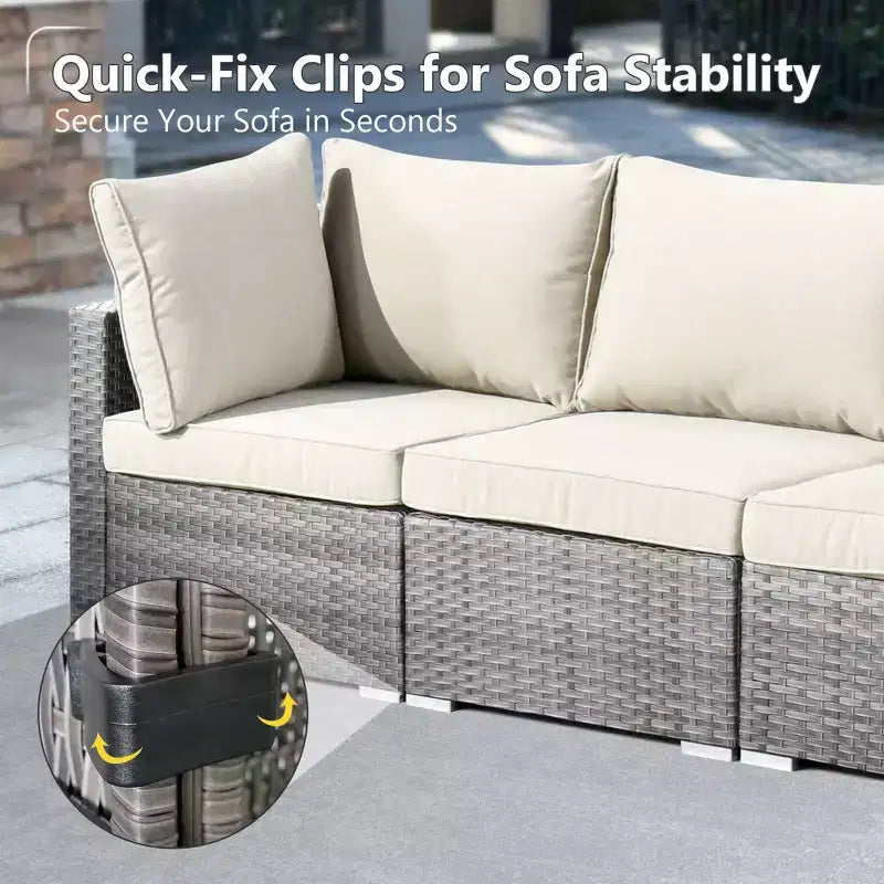 HOMLUX 7 PCS Patio Seating Conversation Sets Outdoor Modular Sectional Sofa Set for Deck Yard Balcony Poolside