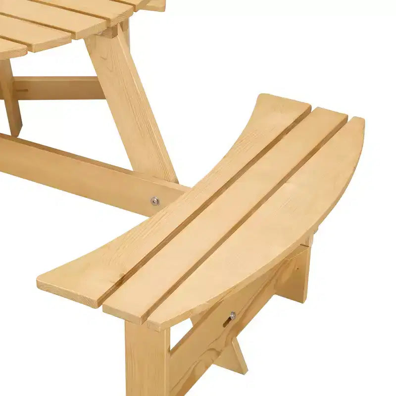 Whisen rund picknickgrupp för 8 personer utomhus, bord och bänkar för uteplatsen, matgrupp med 4 inbyggda bänkar och parasollhål