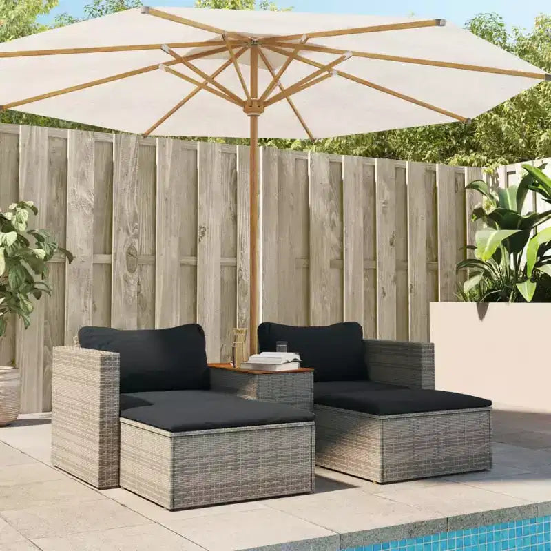 vidaXL Patio Sofa Set with Cushions Garden 5 Piece Poly Rattan Acacia