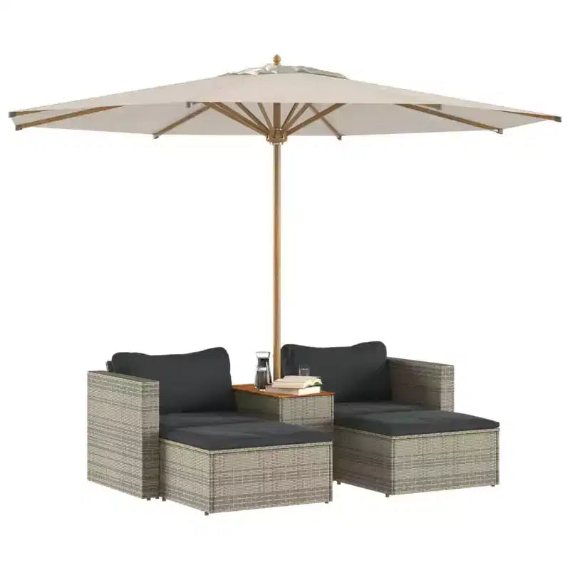 vidaXL Patio Sofa Set with Cushions Garden 5 Piece Poly Rattan Acacia