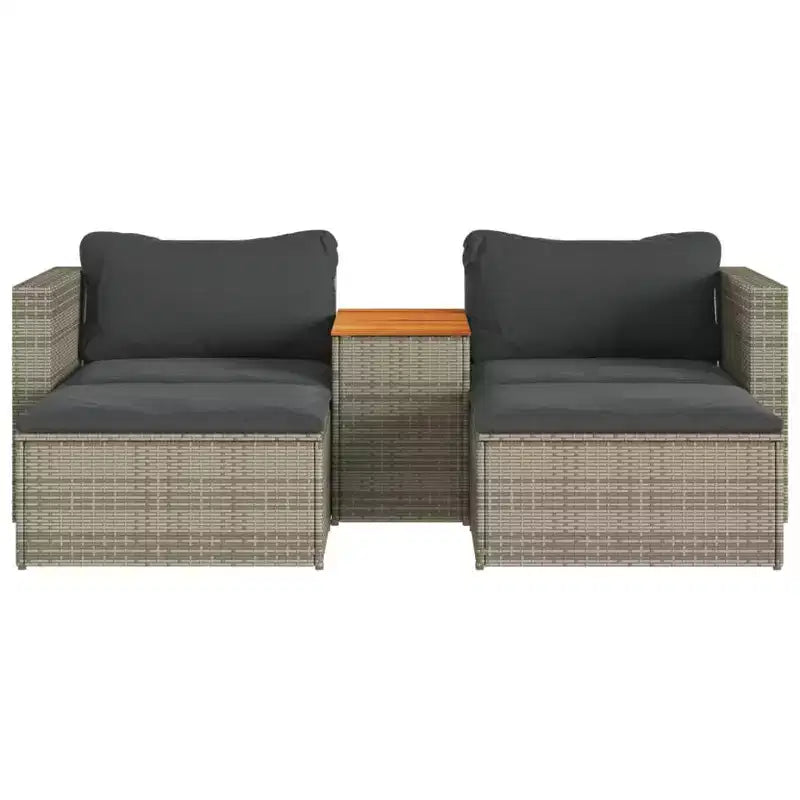 vidaXL Patio Sofa Set with Cushions Garden 5 Piece Poly Rattan Acacia