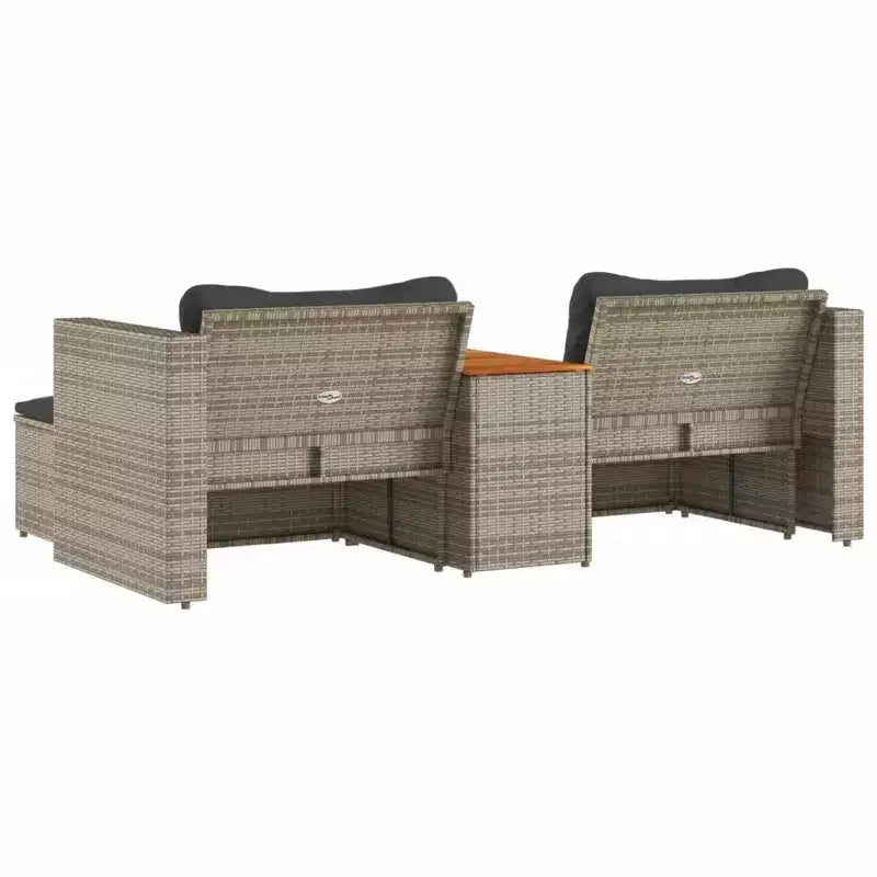 vidaXL Patio Sofa Set with Cushions Garden 5 Piece Poly Rattan Acacia