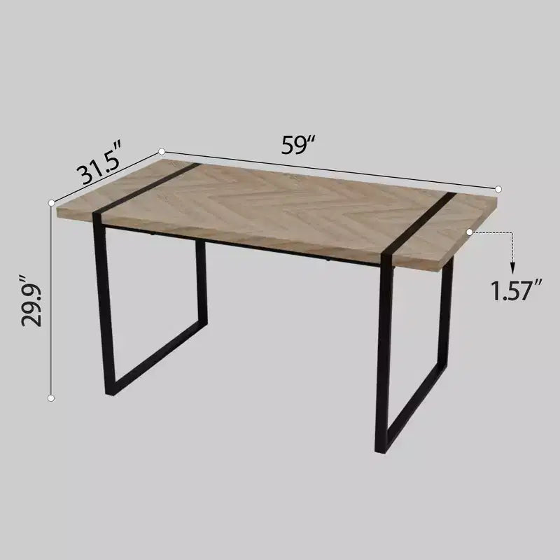 GDFStudio Kavya moderne 5-delige eetkamertafelset van hout en metaal, met 4 met suèdeleer beklede stoelen