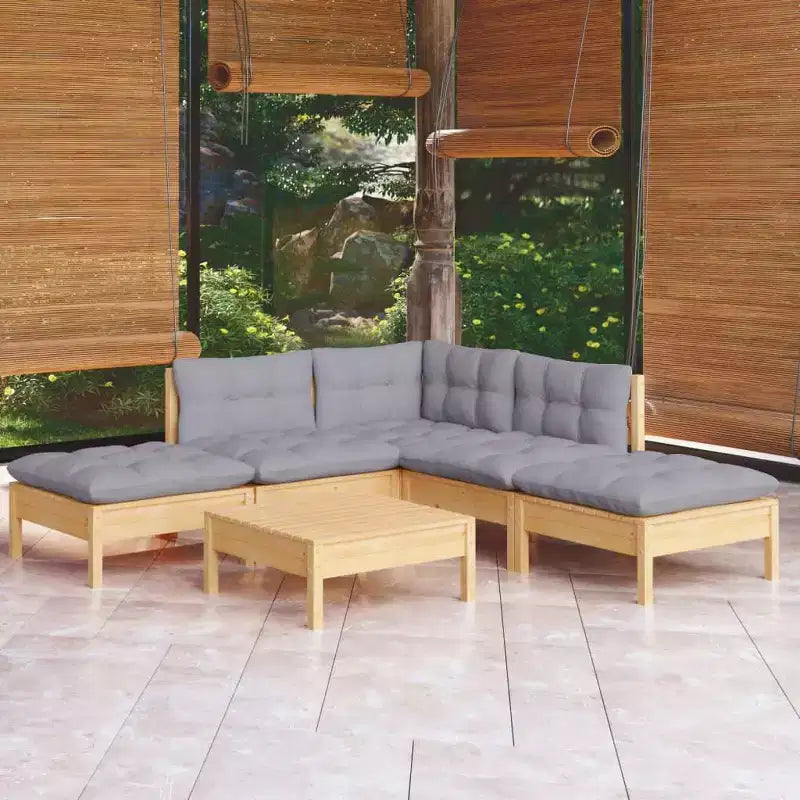 vidaXL loungeset voor buiten met kussens – moderne meubels van grenenhout