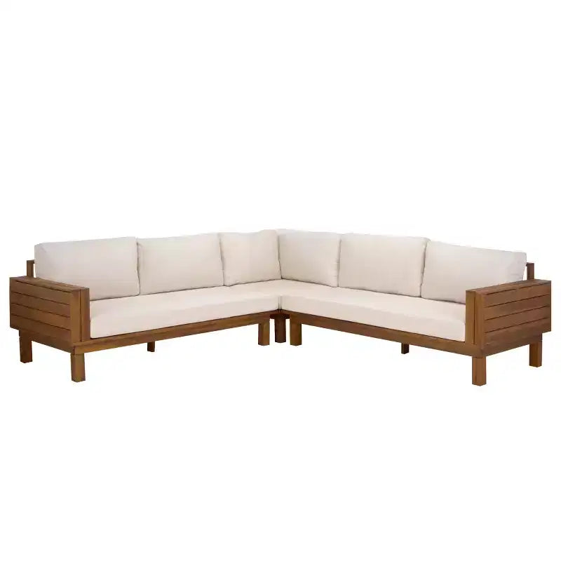 Napol 4-teiliges Sitzmöbel-Set aus Akazienholz für die Terrasse mit Kissen - Innen-/Außenbereich - PAT6806 - Safavieh