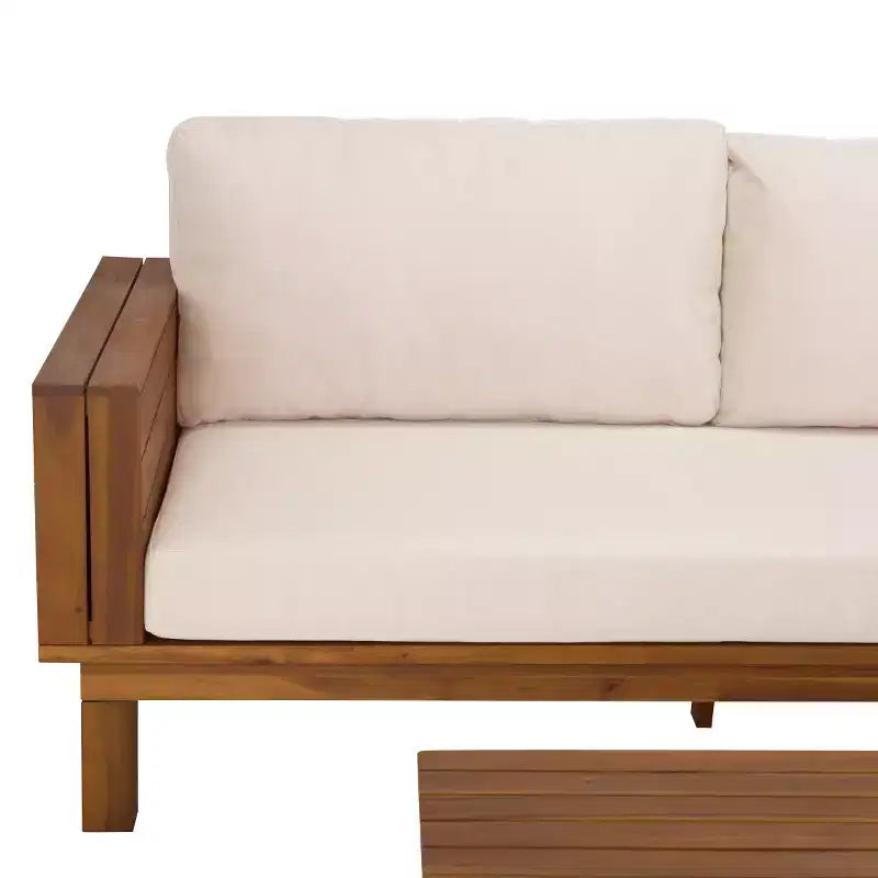 Napol 4-teiliges Sitzmöbel-Set aus Akazienholz für die Terrasse mit Kissen - Innen-/Außenbereich - PAT6806 - Safavieh