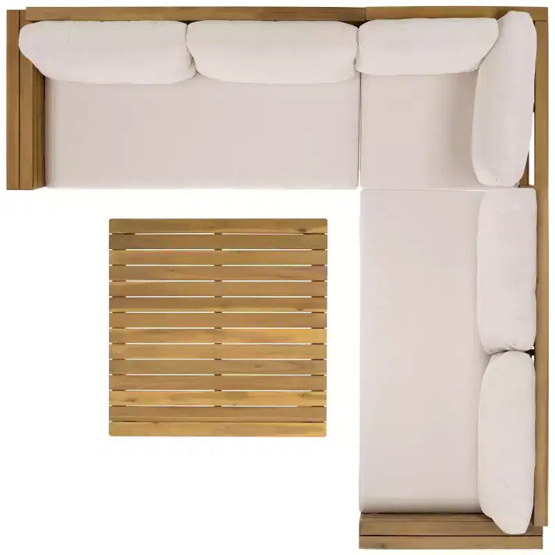 Napol 4-teiliges Sitzmöbel-Set aus Akazienholz für die Terrasse mit Kissen - Innen-/Außenbereich - PAT6806 - Safavieh