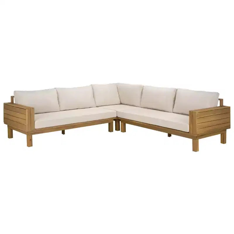 Napol 4-teiliges Sitzmöbel-Set aus Akazienholz für die Terrasse mit Kissen - Innen-/Außenbereich - PAT6806 - Safavieh