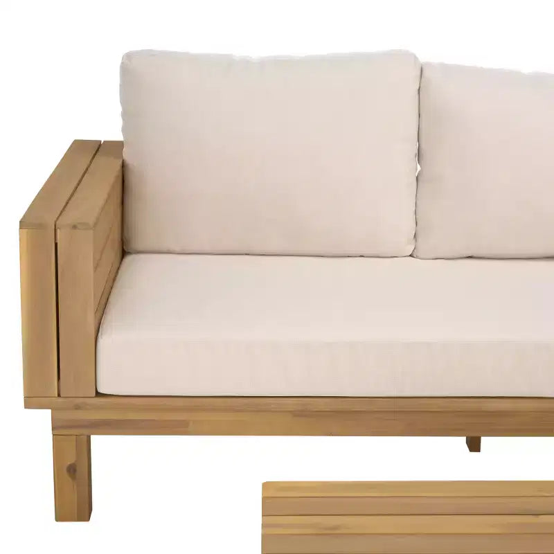 Napol 4-teiliges Sitzmöbel-Set aus Akazienholz für die Terrasse mit Kissen - Innen-/Außenbereich - PAT6806 - Safavieh
