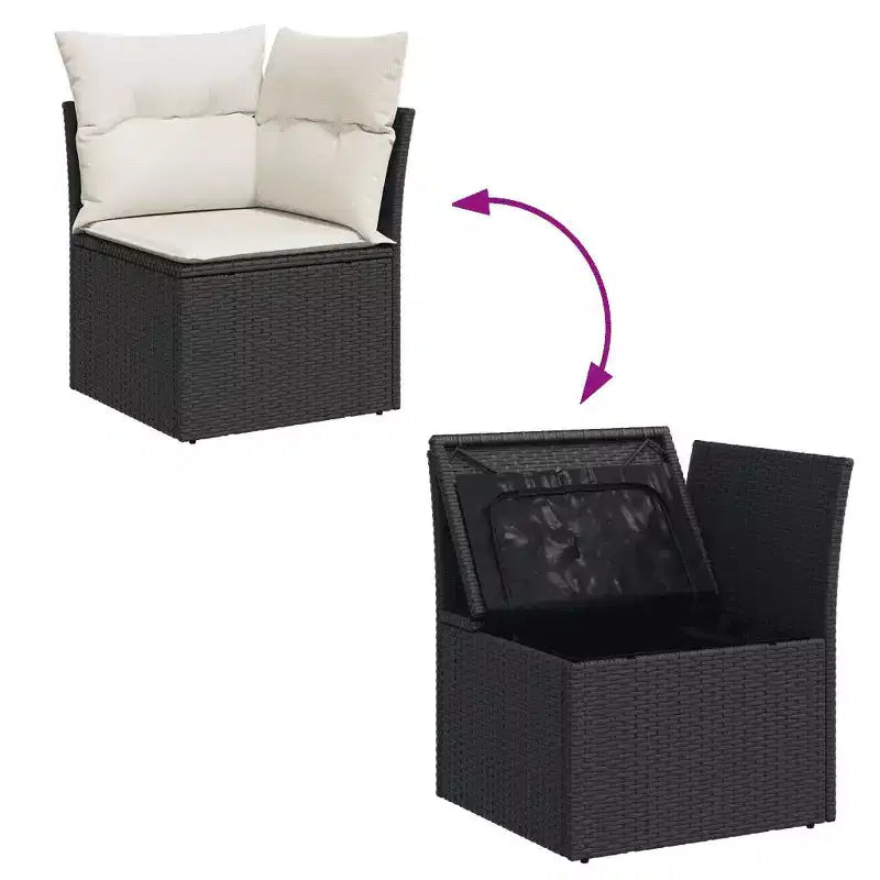 vidaXL Garden Sofa Set PE rattan Standard Adjustable Feet