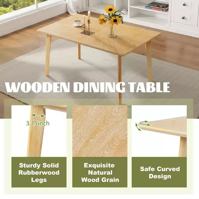 6-Piece Rustic Dining Set with Wood Table, 4 Chairs, and Bench for 6 People
