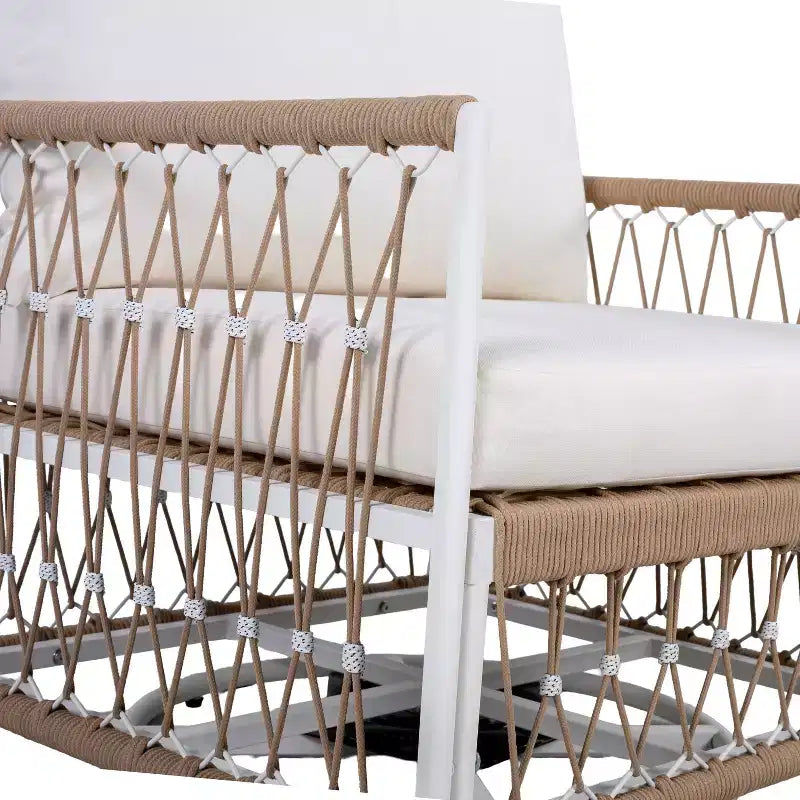 3 PCS Outdoor Conversation Set Patio Seating Group for 2, Garden Furniture Set with 2 Lounge Chairs, Glass Side Table, Waterproof Cushion - ModernLuxe