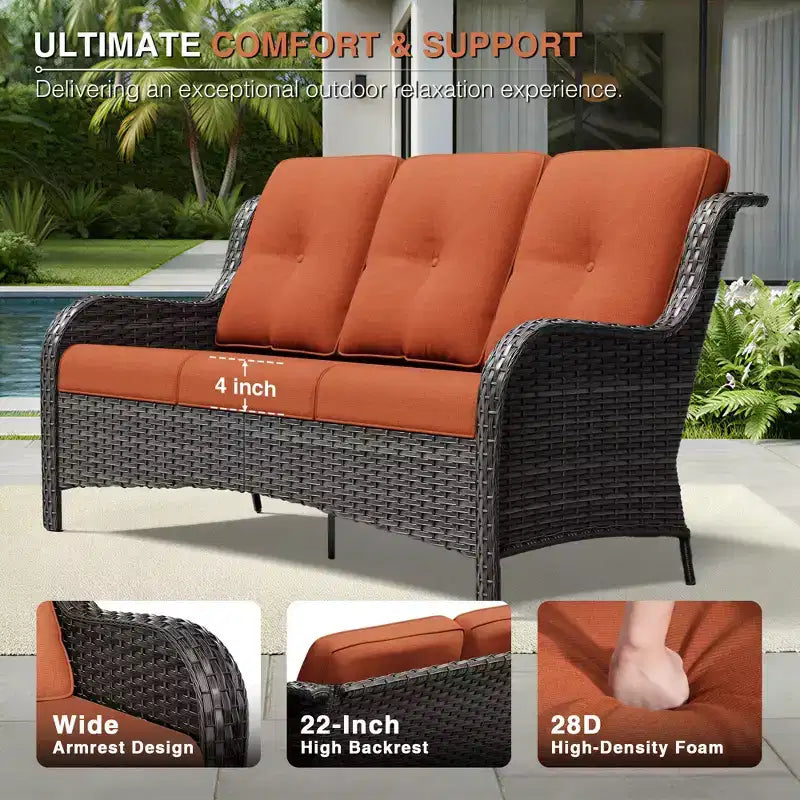 UPTIOT Premium Dual Outdoor Sofa Set with Swivel Chairs and Convertible Ottomans