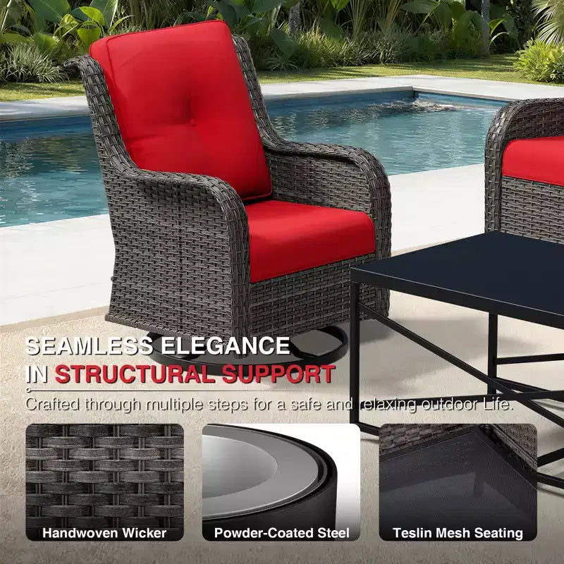 UPTIOT Premium Dual Outdoor Sofa Set with Swivel Chairs and Convertible Ottomans