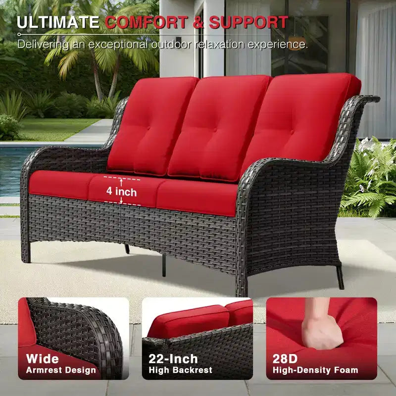 UPTIOT Premium Dual Outdoor Sofa Set with Swivel Chairs and Convertible Ottomans