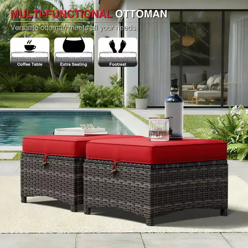 UPTIOT Premium Dual Outdoor Sofa Set with Swivel Chairs and Convertible Ottomans