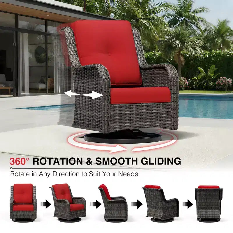 UPTIOT Premium Outdoor Sofa Set with Fire Pit Table & Swivel Chairs