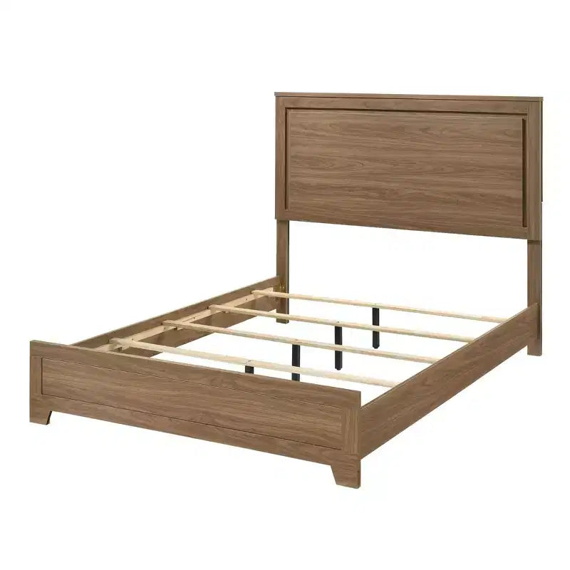 GDFStudio Carter Transitional 3-Piece Wood Bed Frame with Recessed Headboard and 2 Nightstands