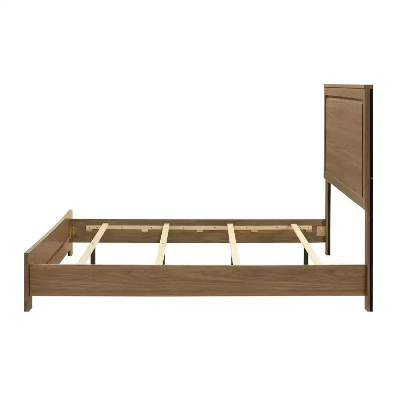 GDFStudio Carter Transitional 3-Piece Wood Bed Frame with Recessed Headboard and 2 Nightstands