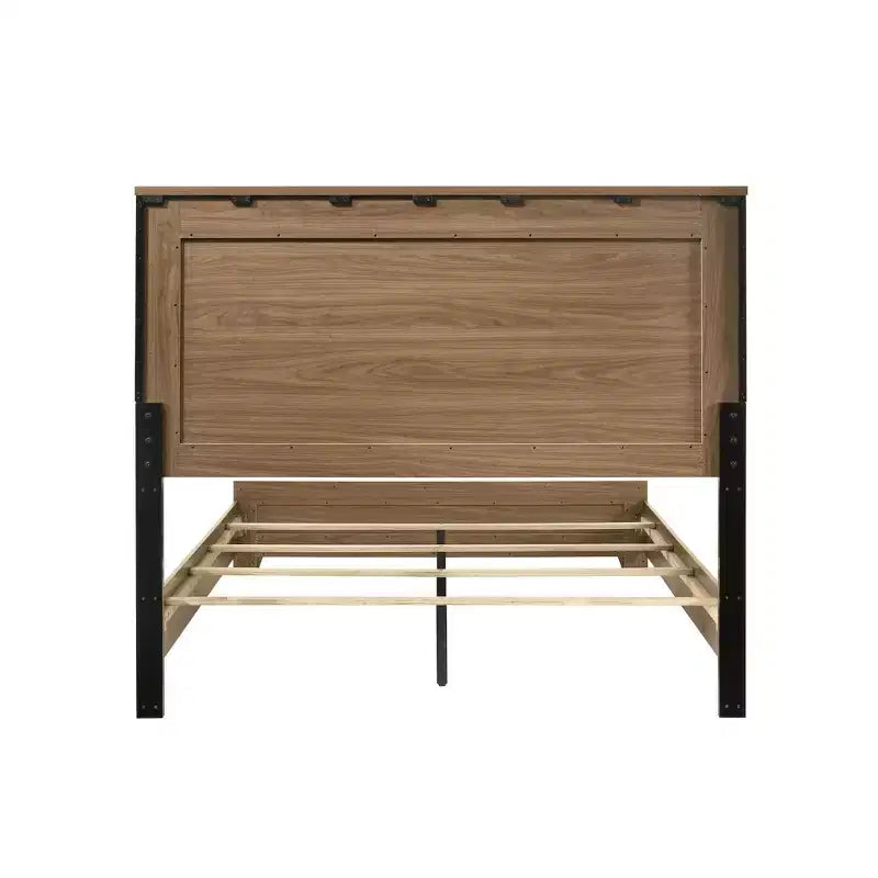 GDFStudio Carter Transitional 3-Piece Wood Bed Frame with Recessed Headboard and 2 Nightstands