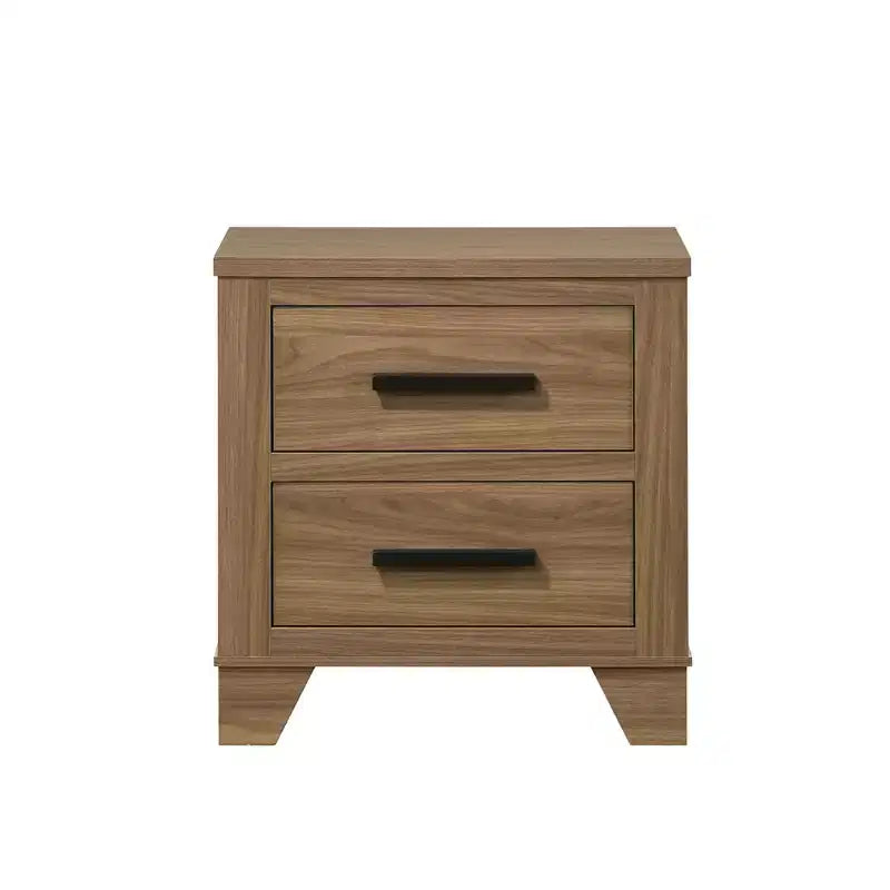 GDFStudio Carter Transitional 3-Piece Wood Bed Frame with Recessed Headboard and 2 Nightstands