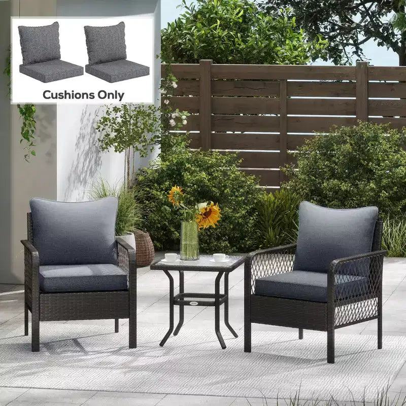 4 cojines para silla de patio con asiento y respaldo, juego de cojines de reemplazo para asiento resistentes a la decoloración