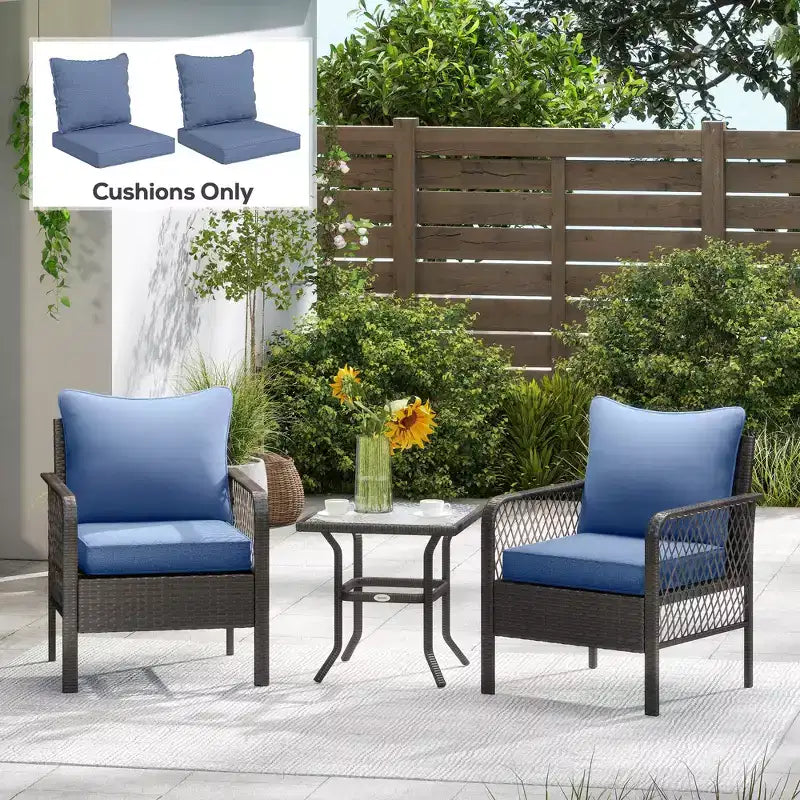 4 cojines para silla de patio con asiento y respaldo, juego de cojines de reemplazo para asiento resistentes a la decoloración